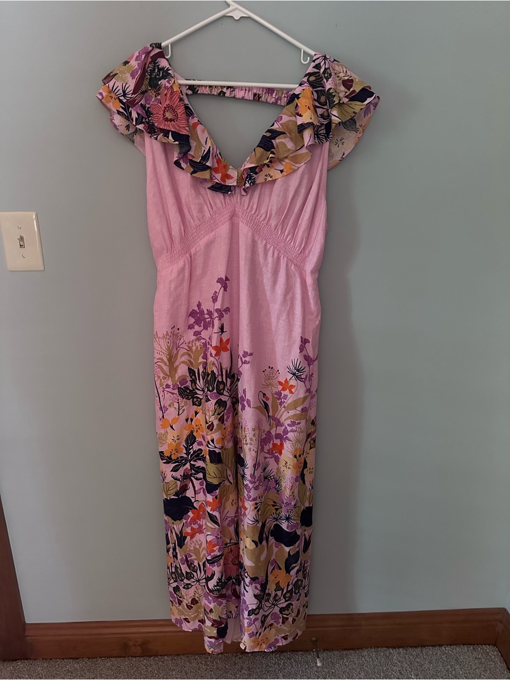 Anthropologie V-neck ruffle midi dress in purple size XL - Picture 5 of 11